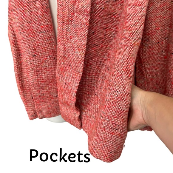 1970s Pink Flecked Tweed Open Front Jacket Boho / Women’s Medium - Picture 2 of 4